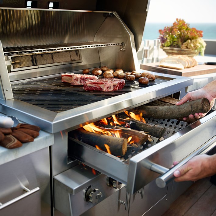 K750 Freestanding Hybrid Fire Grill with Side Burner