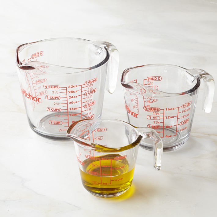 Anchor Hocking 2 Cup (16 Ounce) Glass Measuring Cup, clear glass with red  lettering (Anc-9439)