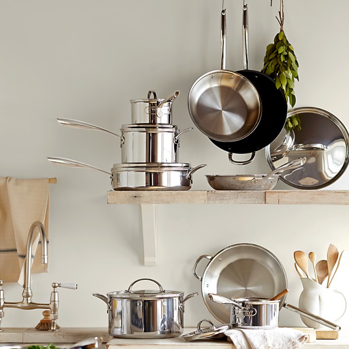 Williams Sonoma Signature Thermo-Clad™ Stainless-Steel Nonstick 20-Piece  Cookware Set