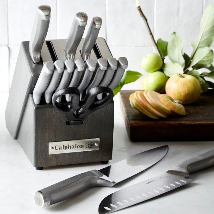 Grey Calphalon Classic SharpIN Stainless-Steel 15-Piece Knife Set