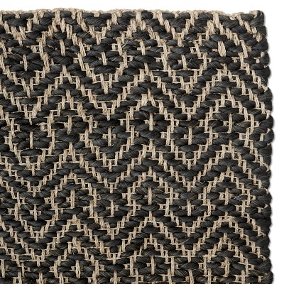 Diamond Hand Braided Abaca Rug Swatch - Black | Williams Sonoma