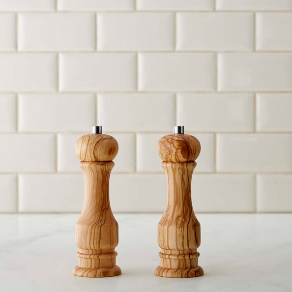 Williams Sonoma Black & White Wood Salt and Pepper Grinders