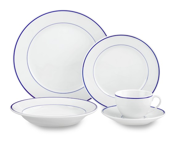 Williams-Sonoma Williams Sonoma Brasserie Blue-Banded Porcelain Cereal  Bowls