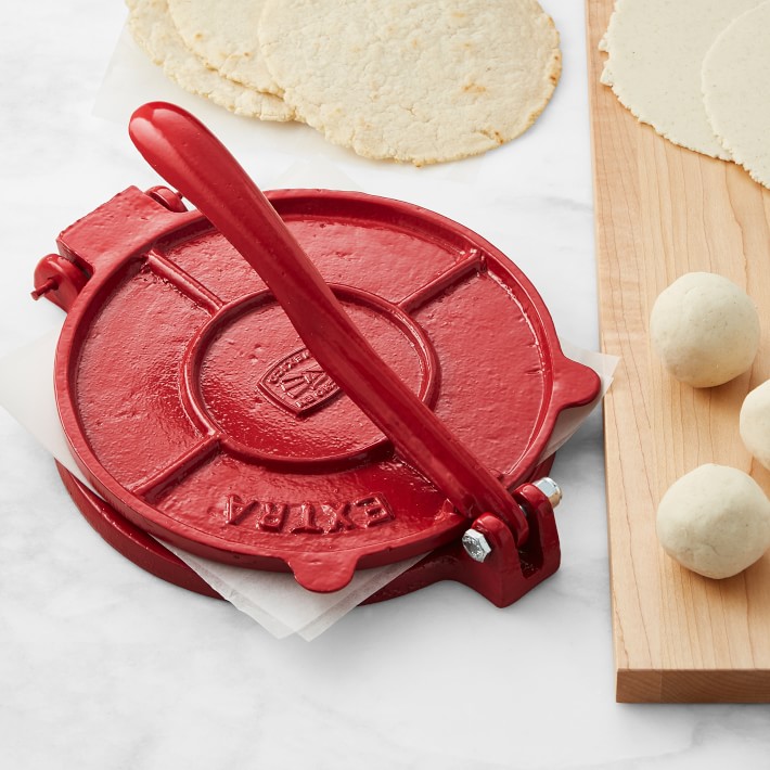 Shop the Red Cast Iron Tortilla Press Kit at Weston Table