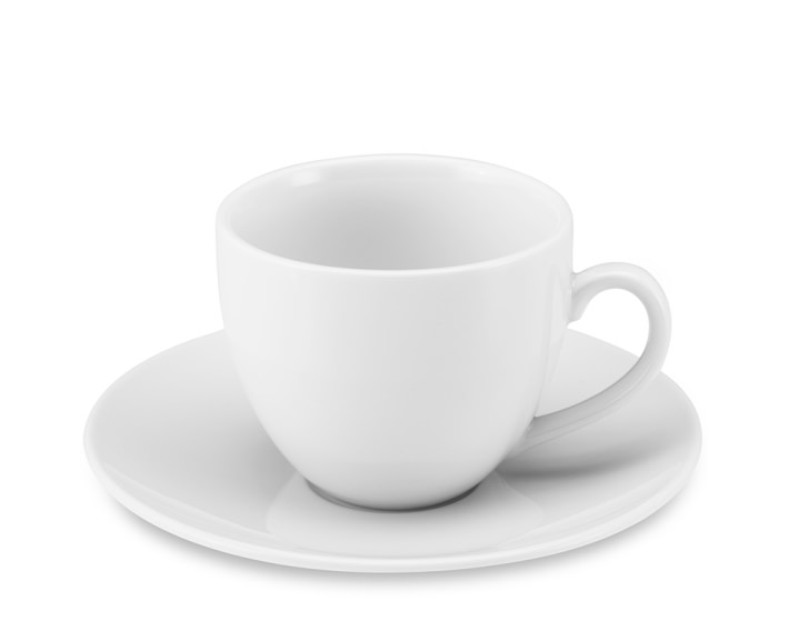 Brasserie All-White Porcelain Cups &amp; Saucers, Set of 4