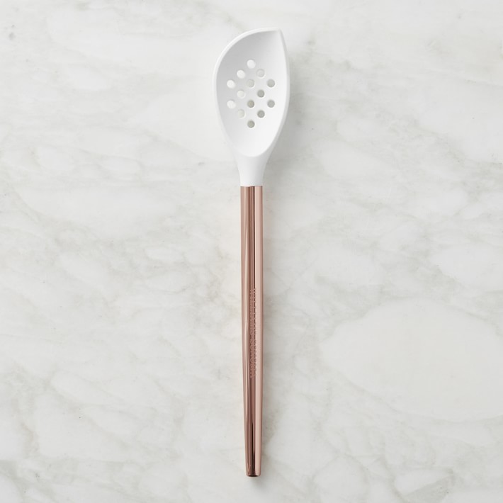 Silicone Angled Slotted Spoon with Copper Handle