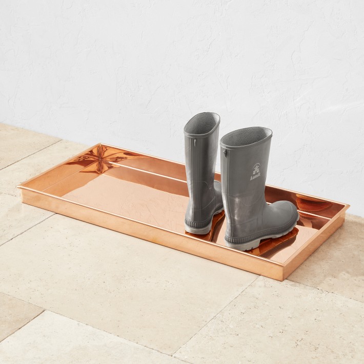 Copper-Brushed Ferns Rubber Boot Tray