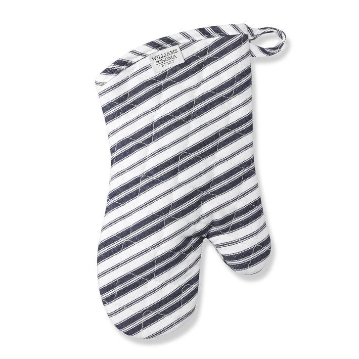 Classic Stripe Oven Mitt, Navy Blue