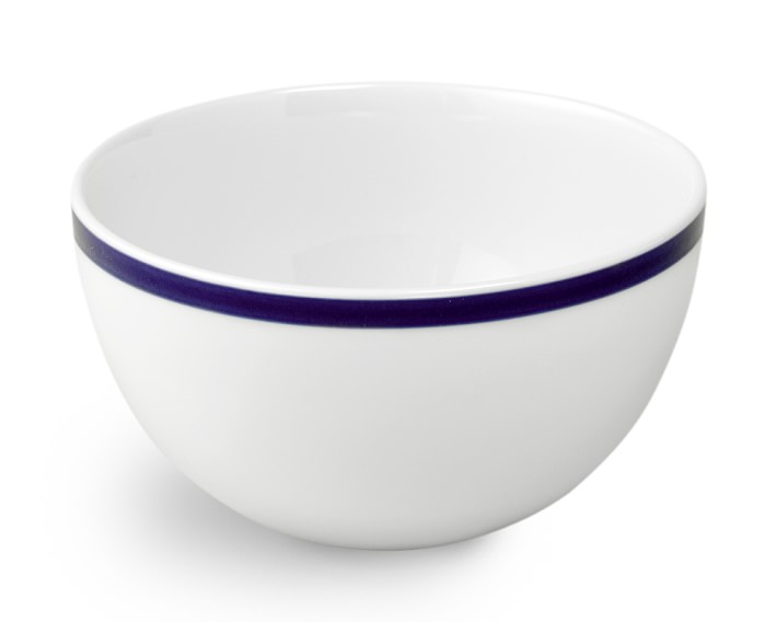 Brasserie Blue-Banded Porcelain Cereal Bowls, Set of 4