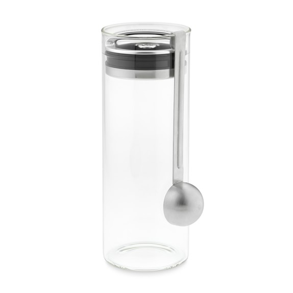 WJA-040-SM SMALL GLASS BOTTOM CANISTER W- SILVER & TURQ – J