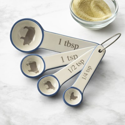Ceramic Cow Measuring Spoon Holder With 4 Measuring Spoons
