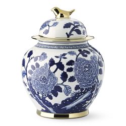 Williams Sonoma Set Brasserie Blue Banded Porcelain Crock Lidded Jars No 1°  & 2°