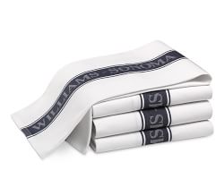 Williams Sonoma CLASSIC LOGO KITCHEN TOWELS ENAMEL AND WHITE Set of 4