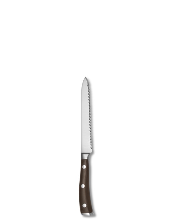 W&#252;sthof Ikon Blackwood Serrated Utility Knife, 5&quot;
