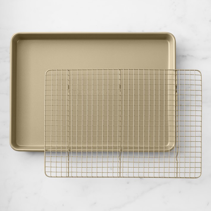 Stainless Steel Baking Sheets with Rack, HKJ Chef Cookie Sheets and  Nonstick Cooling Rack & Baking Pans for Oven & Toaster Oven Tray Pans,  Rectangle