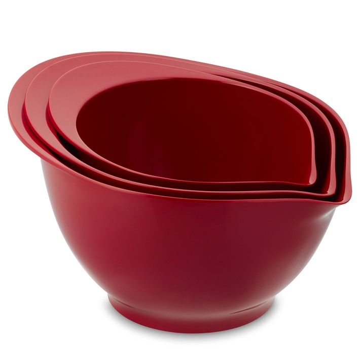 Melamine Pour Spout Bowls, Set of 3, Red