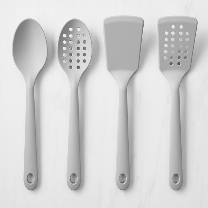 Gourmet Kitchen Silicone Utensil Set;Gray; 4 Piece(2 Spoons