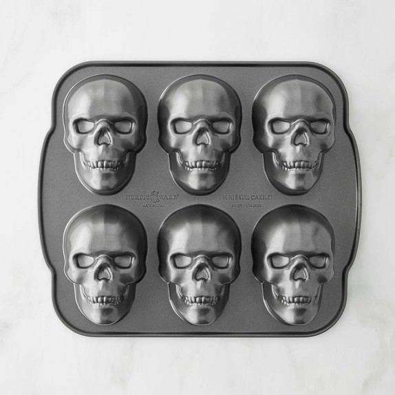 Holiday Home Mini Skull Cake Pan Holds 6 Skulls 3D Non-Stick Easy Release