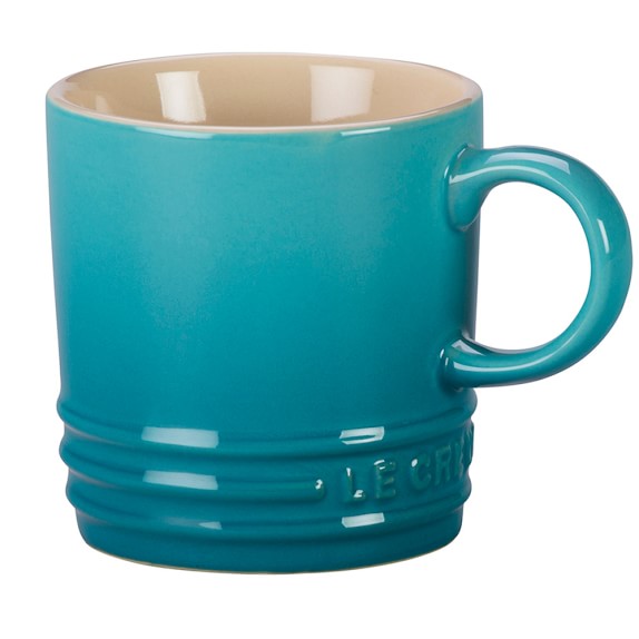 Le Creuset Espresso Mug Cup with Saucer Set of 2 Orange Stoneware