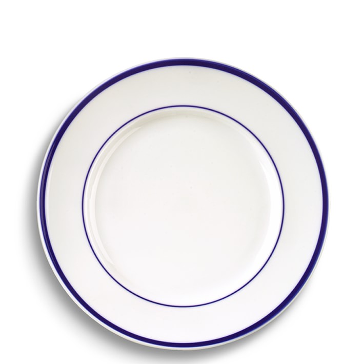 Brasserie Blue-Banded Porcelain Salad Plates, Set of 4