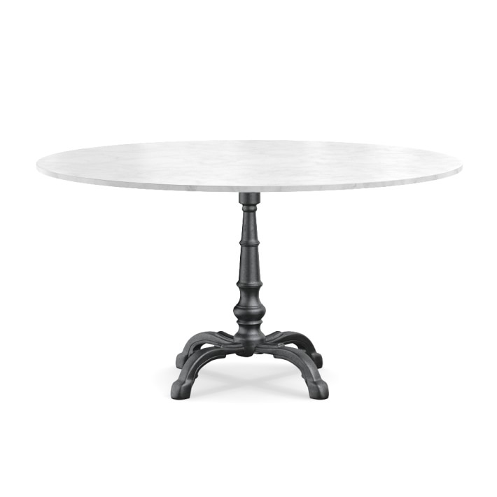 La Coupole Iron Bistro Table with Marble Top, Round, 56