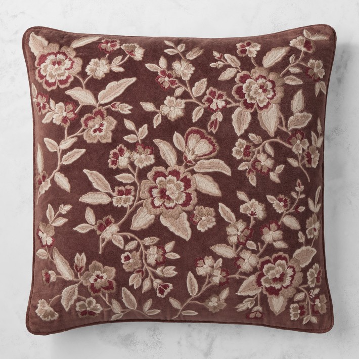 Floral Velvet Embroidered Pillow | Williams Sonoma