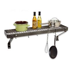 Hand Forged 36 Hammer Finish Pot Rack With Movable Hooks Sturdy Enough for Cast  Iron Display 