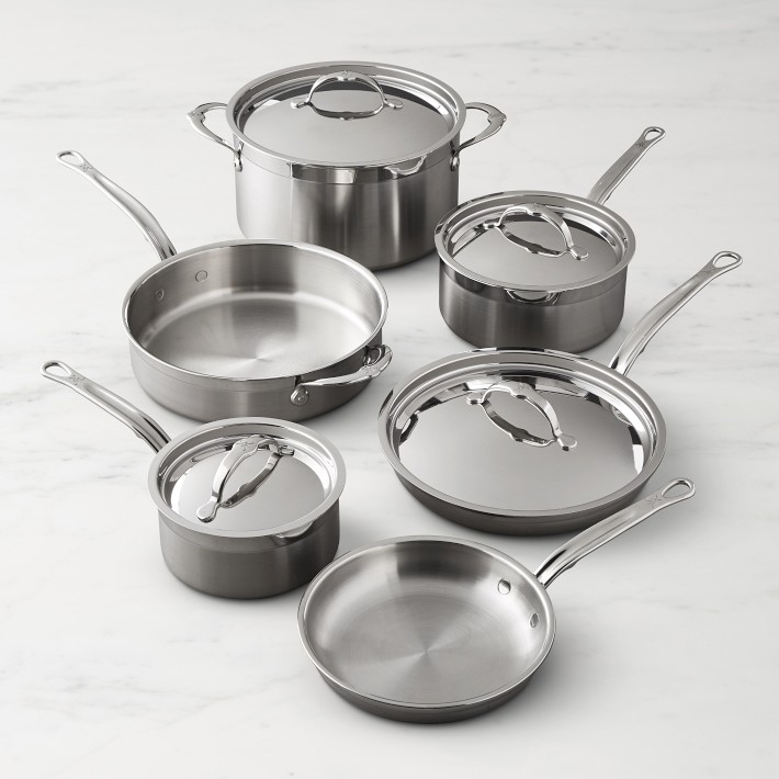 Pots and Pans Set, 10 Piece Stainless Steel Kitchen Removable Handle  Cookware Set, Frying Saucepans with Lid, Stay-Cool Handles for All Stoves,  Dishwasher and Oven Safe, Camping