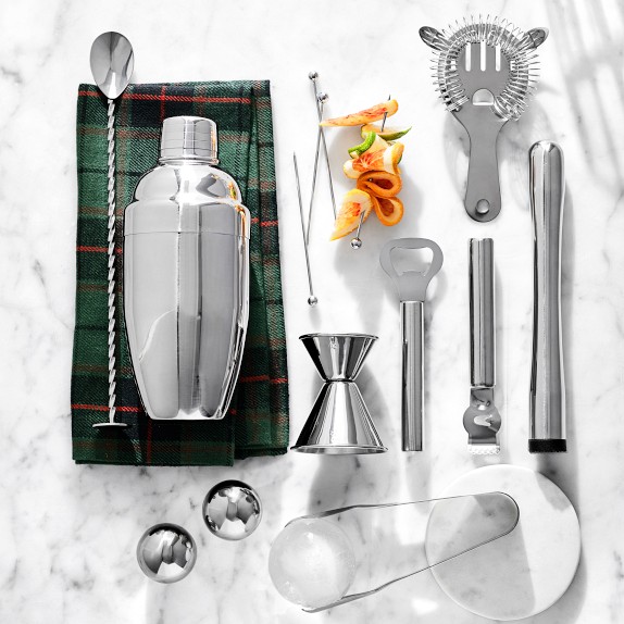 Williams Sonoma Stainless Steel Bar Tool Set + Cocktail Shaker