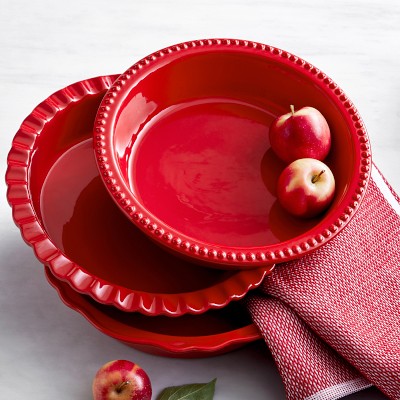 Williams Sonoma Le Creuset Heritage Stoneware Ruffled Pie Dish