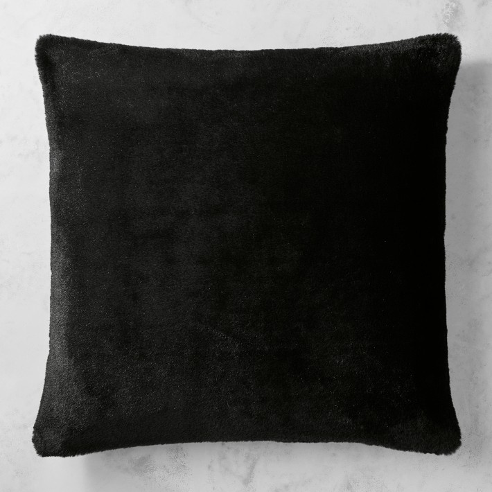 Minky Vegan Washable Sand Faux Fur Pillow, Decorative Pillows