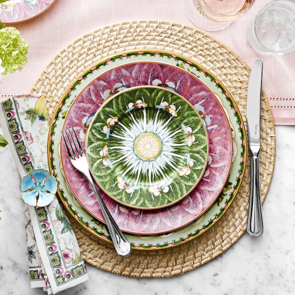 WILLIAMS SONOMA BRASSERIE Green Dinner Plates 11 White With Green Band Set  Of 6 $94.99 - PicClick
