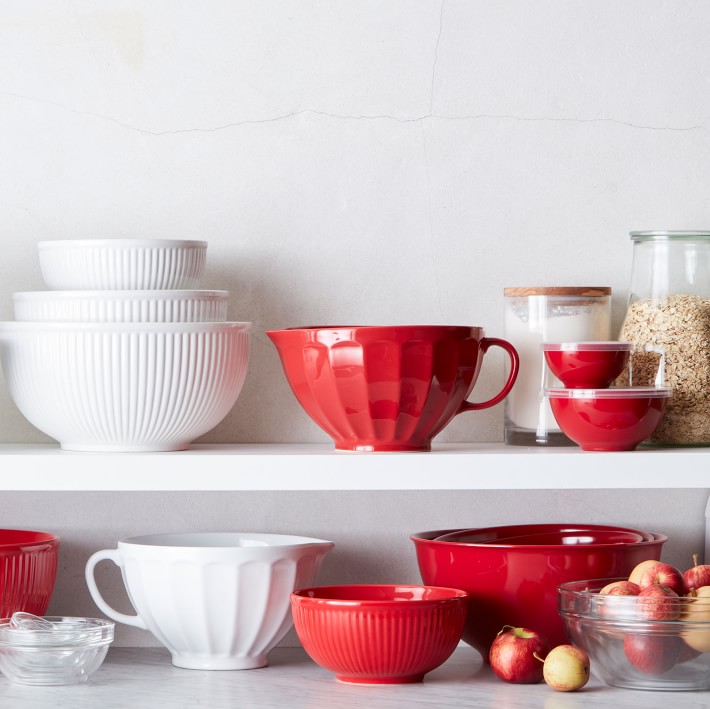 Ridged Ceramic Batter Bowl, Mixing Bowls