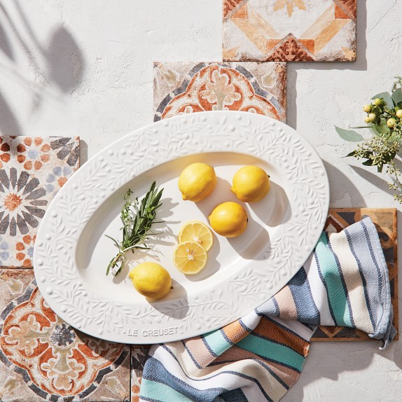 Le Creuset Olive Branch Embossed Serving Platter Williams Sonoma