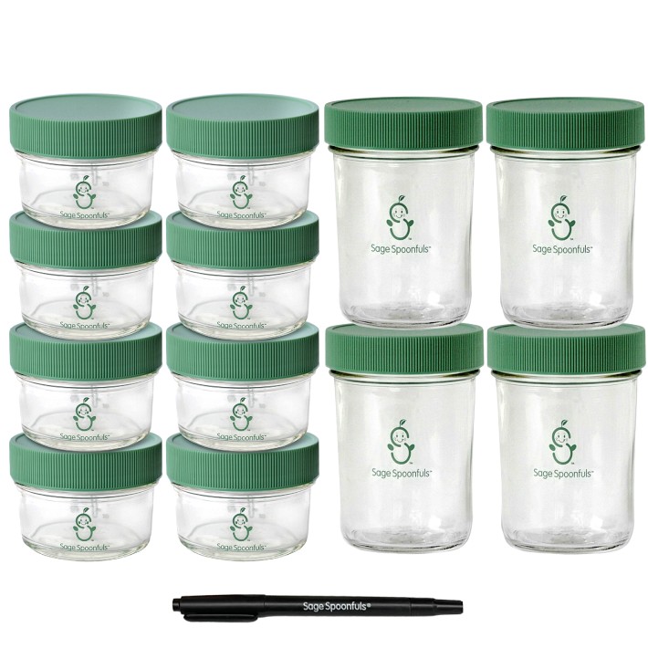 Sage Spoonfuls Tough Glass Combo Set Baby Food Storage Containers