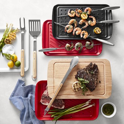 Williams Sonoma Grill Prep Marinade Tray with Wood Lid, Grill Tools