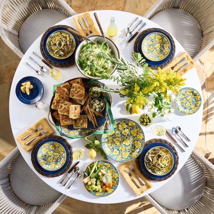 Pasadena Outdoor Fiberstone and Rope Oval Dining Table Williams Sonoma