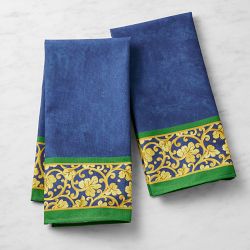 Set of 2 Blue Cinque Linen Cotton Kitchen Towels Florence - LinenMe