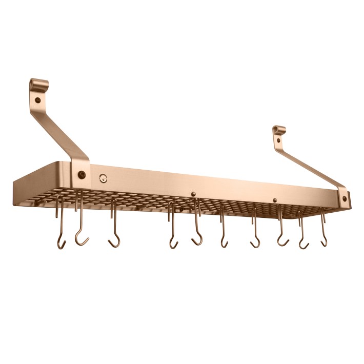 Wall mount discount bookshelf pot rack