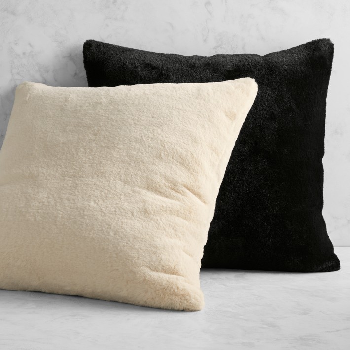 Minky Vegan Washable Sand Faux Fur Pillow, Decorative Pillows