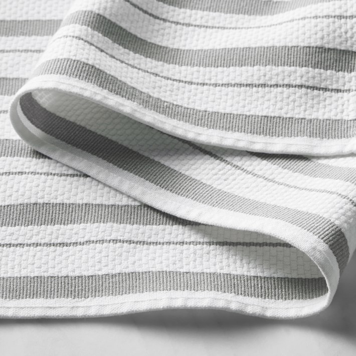 Kitchen Towels- Waffle Black On White Stripes