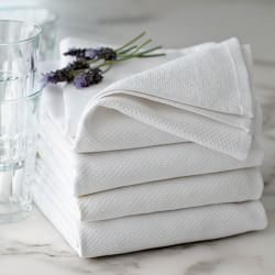 Tan Beige Yarn Dyed Linen Kitchen Tea Dish Towels - a Pair
