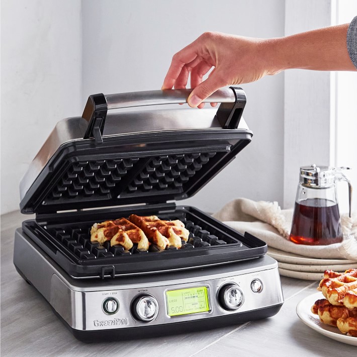 Elite Ceramic Nonstick 4-Square Waffle Maker | Premiere Stainless Steel