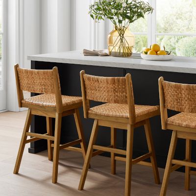 Rattan swivel online counter stools