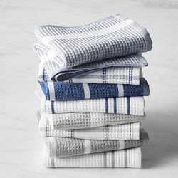Hand woven Dish Cloths | Blue Gray & White Striped