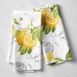 Williams Sonoma Classic logo Kitchen Towels yellow Set of 4 New