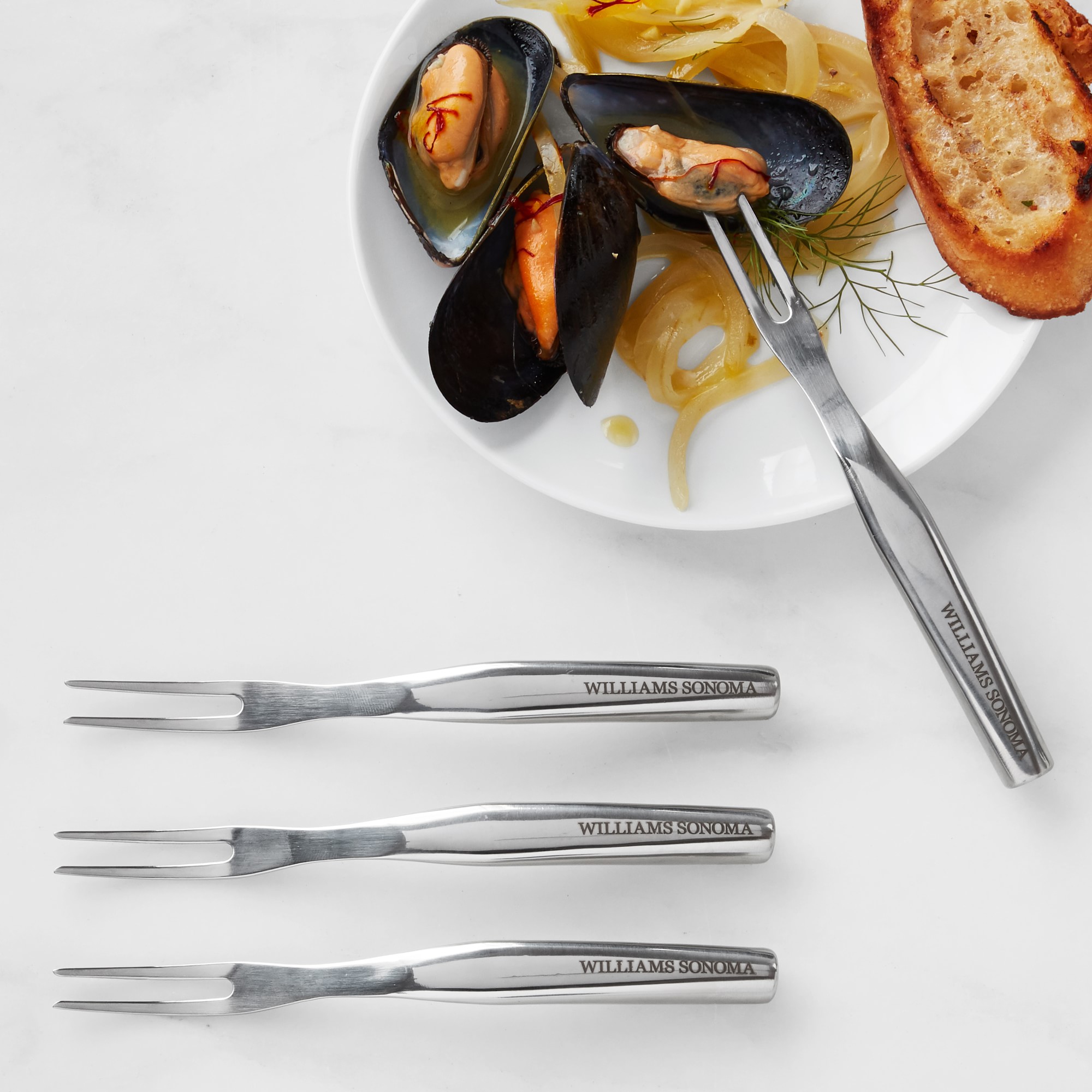 Williams Sonoma Stainless-Steel Seafood Forks, Set of 4