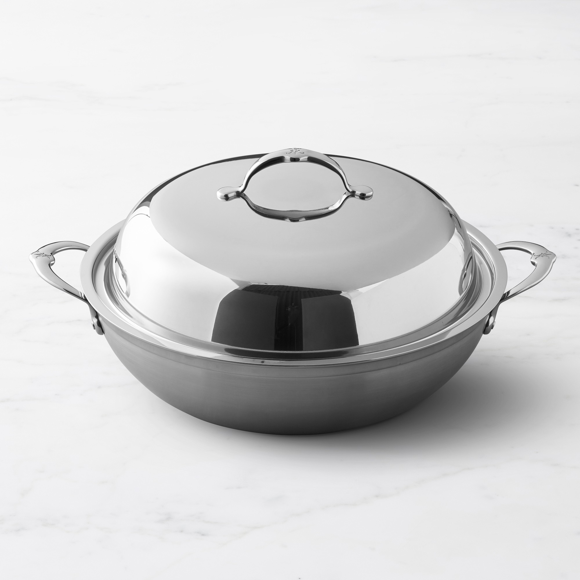 Hestan ProBond Professional Clad Stainless-Steel Covered Wok with Helper Handles, 14"