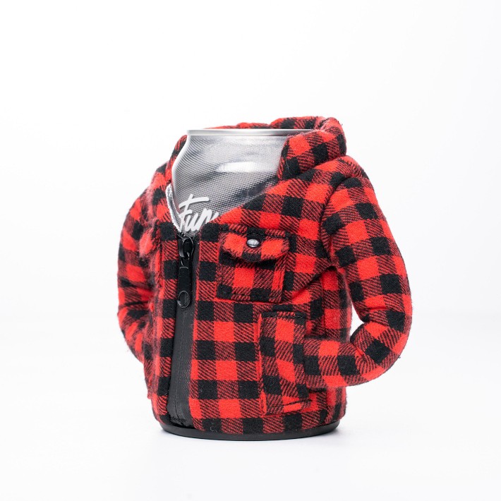 Puffin The Lumberjack Flanell Dosenkühler – Hält Getränke Eiskalt, Für 340 Ml Dosen & Flaschen, Im Karierten Holzlook