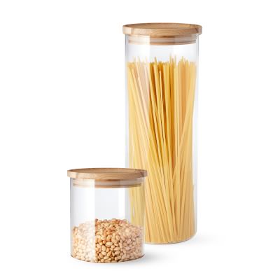 9 Pieces Airtight Glass Jars with Bamboo Lids & Spoons 40 oz Food